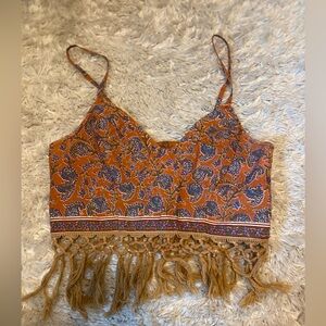 Free People Orange and Blue Crop